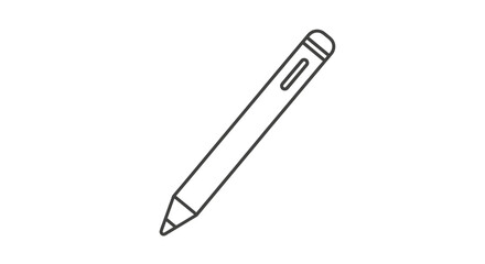 Sleek black outline icon of a modern digital stylus pen for tablets, featuring a pointed nib and a simple, minimalist design.