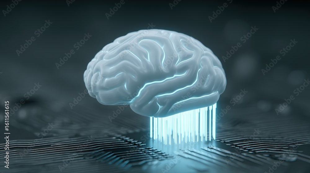 Aufkleber futuristic brain on circuit board representing artificial intelligence