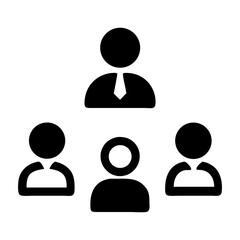 Collaboration icon meeting with leader and three people vector illustration on transparent background