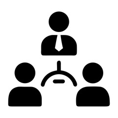 Collaboration icon organization chart with three people vector illustration on transparent background