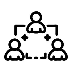 Collaboration icon network of people connected outline vector illustration on transparent background