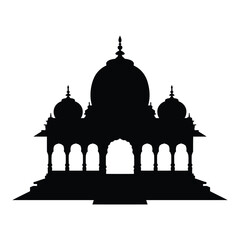 Black silhouette of a traditional Indian temple or palace
