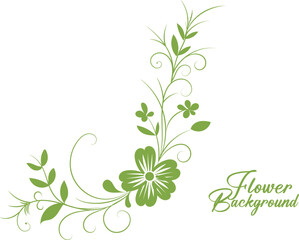 Elegant Green Flower and Leaf Corner Design on White Background for Springtime