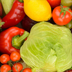 Collection fruit and vegetable background.
