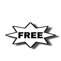 The image features a bold black starburst shape outlined in bright purple with the word "FREE" written in large white capital letters at the center. 