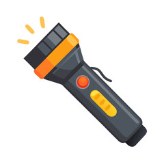 Flashlight Vector Illustration – Portable Handheld Torch Light, Battery Powered Emergency Lamp Clipart, Outdoor Camping Gear Icon in Isometric Style

