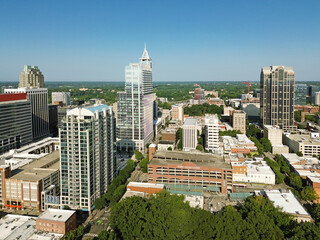Aerial view of downtown Raleigh North Carolina skyline