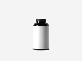 vitamin bottle with blank label isolated. 3D Render Isolated on White Background.