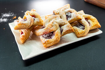 Puff pastry with jam. Dessert. Pastry