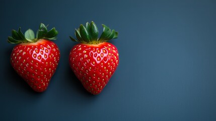 Two fresh strawberries on clean plain background
