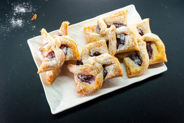 Puff pastry with jam. Dessert. Pastry
