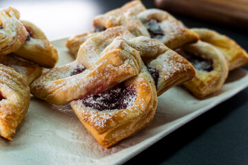 Puff pastry with jam. Dessert. Pastry