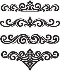 Ornate Decorative Dividers and Flourishes in Black and White