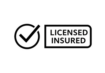 Outline of check mark and licensed insured sign isolated on transparent background