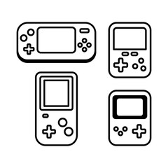 Retro Portable Game Consoles, Outline Icons.