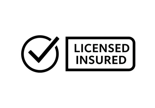 Outline of check mark and licensed insured sign isolated on transparent background
