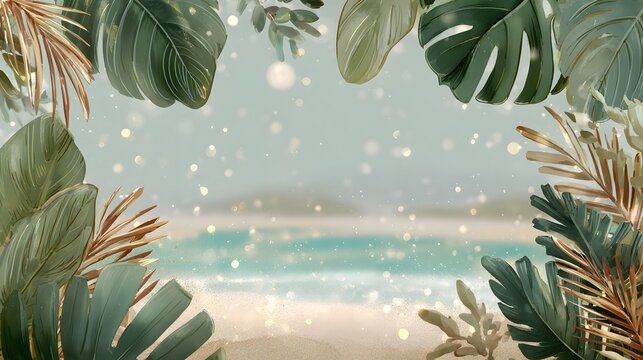 Tropical foliage framing a seascape. - Powered by Adobe