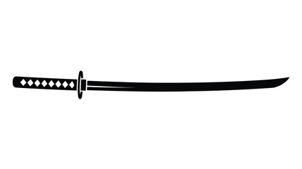 Simple Black Katana Sword Illustration on White Background