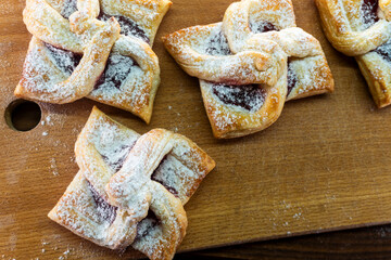 Puff pastry with jam. Dessert. Pastry