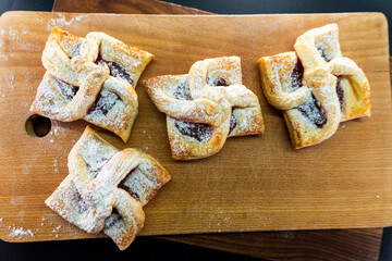 Puff pastry with jam. Dessert. Pastry
