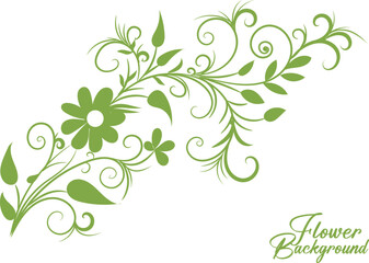 Elegant Green Floral Design with Swirls and Leaves for Springtime or Nature Themes