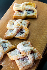 Puff pastry with jam. Dessert. Pastry