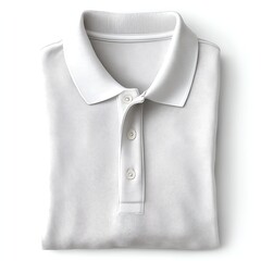 White Polo Elegance: A pristine, folded polo shirt showcases timeless style and casual sophistication, embodying simplicity and refined apparel design.