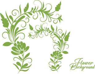 Elegant Green Floral Corner Design Element on White Background for Invitations and Decorations