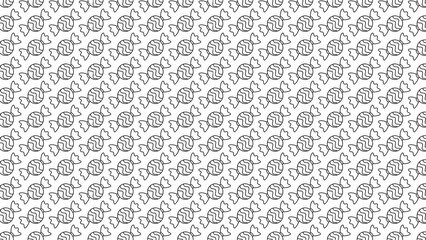 A repeating pattern of black and white candy illustrations on a white background surface design