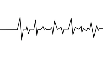 Simple Black Heartbeat Line on White Background for Medical Concepts