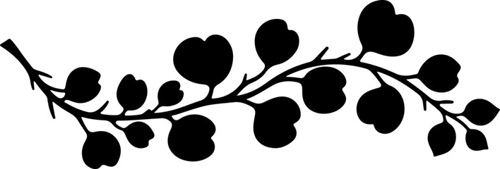 Fototapeta premium Simple Black Leaf Branch Silhouette