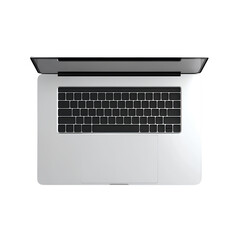 Fototapeta premium Closed Laptop with Brushed Aluminum Texture and Minimal Branding, Top-Down View, Isolated on Transparent Background