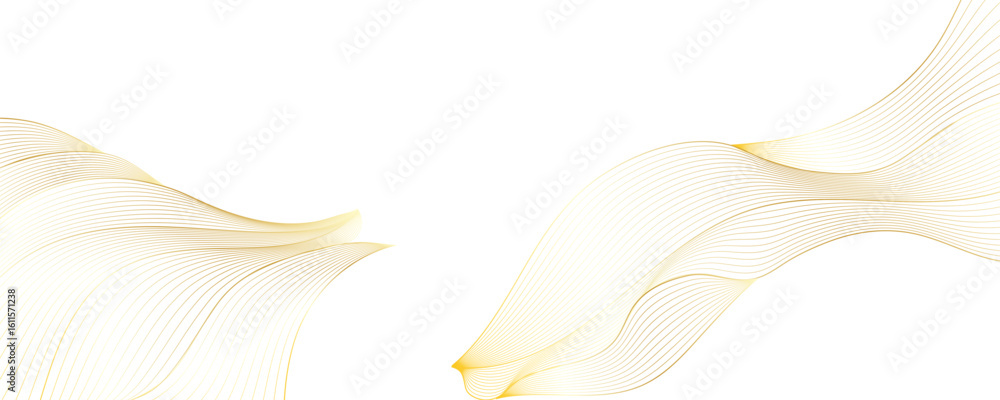 Poster abstract golden linear background. flowing particles future technology concept abstract gradient and