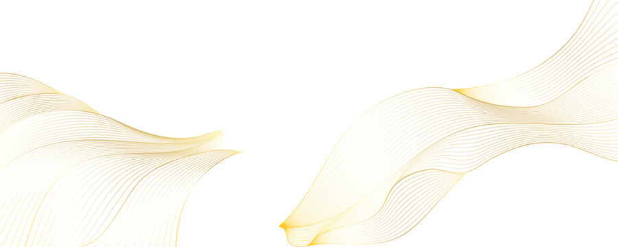 Abstract golden linear background. Flowing particles future technology concept abstract gradient and gold wave curve lines banner.