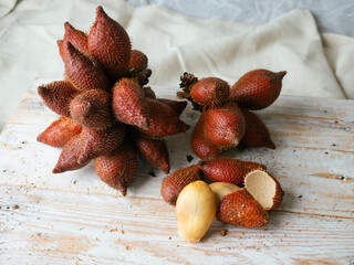 salak fruit,salacca zalacca or snake fruit exotic tropical fruits.