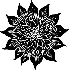 Intricate Black and White Mandala Design"