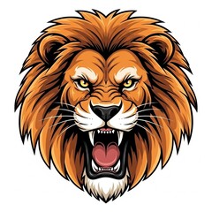 Fototapeta premium Lion Head Logo Design – Bold and Majestic Animal Emblem Isolated on White Background