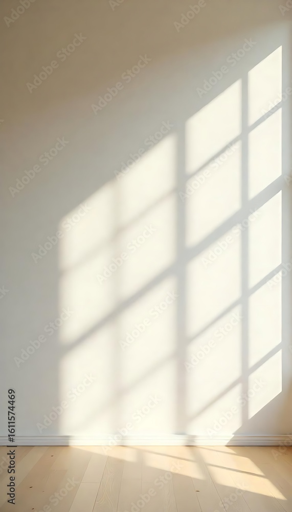 Poster generative ai radiating geometric window light casting shadows on a minimalistic wall aesthetic