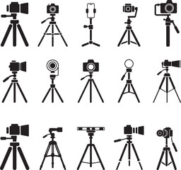 Camera and video equipment on stands video camera tripod