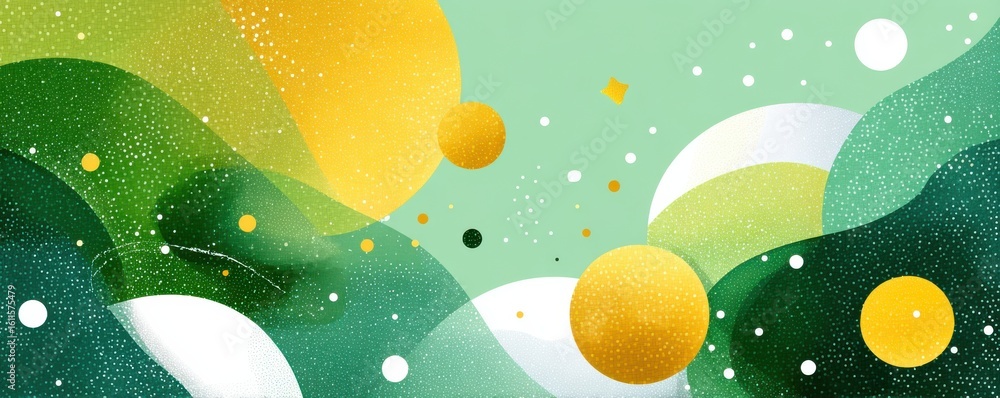Poster abstract representation of green and yellow circular shapes with gradients