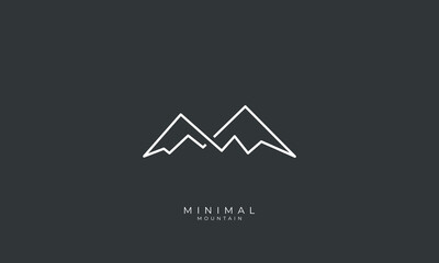 minimal mountain logo with monoline style vector design