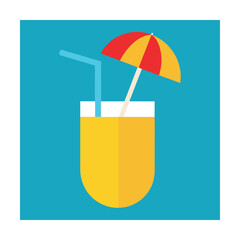 tropical drink with straw and umbrella summer icon