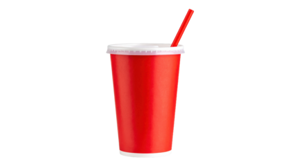 Fast food soft drink cup with straw on white background PNG