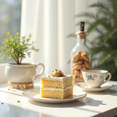 breakfast with coffee, cake and cookies  