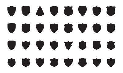 Shield badge vector silhouettes black shapes for logo and emblem design