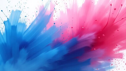 Pink and Blue Abstract Color Explosion – Vibrant Powder and Ink Splash Art on White Background