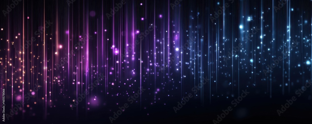 Poster vibrant abstract background with glowing vertical lines and sparkling particles