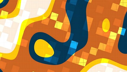 Prismatic Autumn Navy Abstract geometric background with flowing shapes, squares, and a grid...