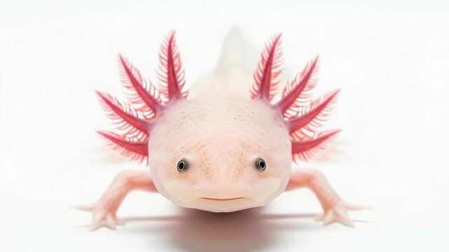 Funny axolotl with vibrant gills playfully exploring its surroundings in a bright environment