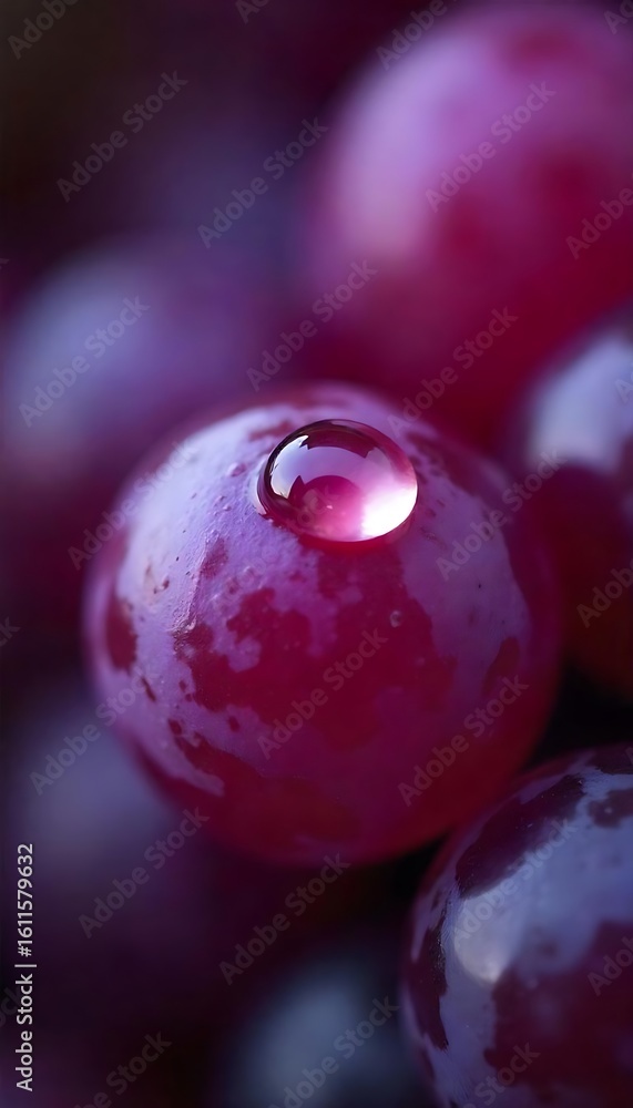 Poster generative ai the close-up of luscious grapes highlighting the water droplets shimmering on each